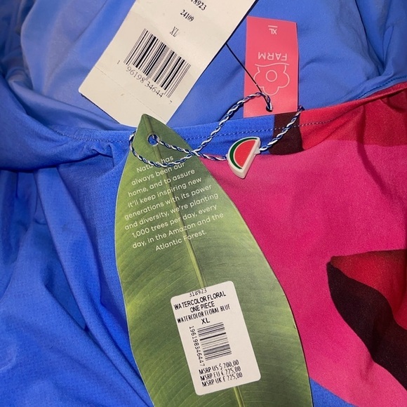 Farm Rio Watercolor Floral One Piece Swimsuit XL NWT - Picture 8 of 14